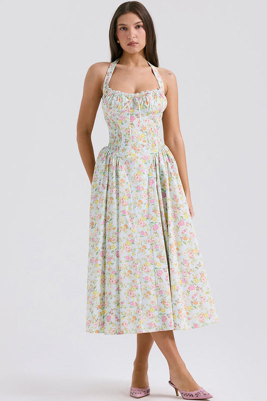 Adabella Cotton Halter Midi Sundress