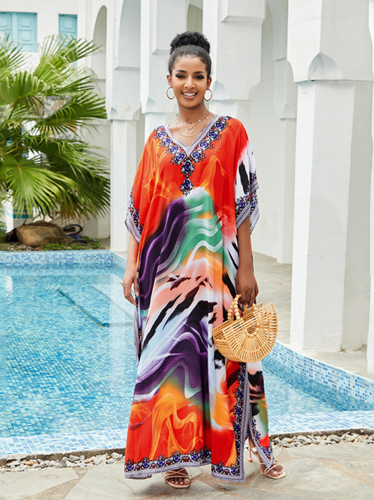 Sound Of Love Rayon Multicolor Kaftan Dress