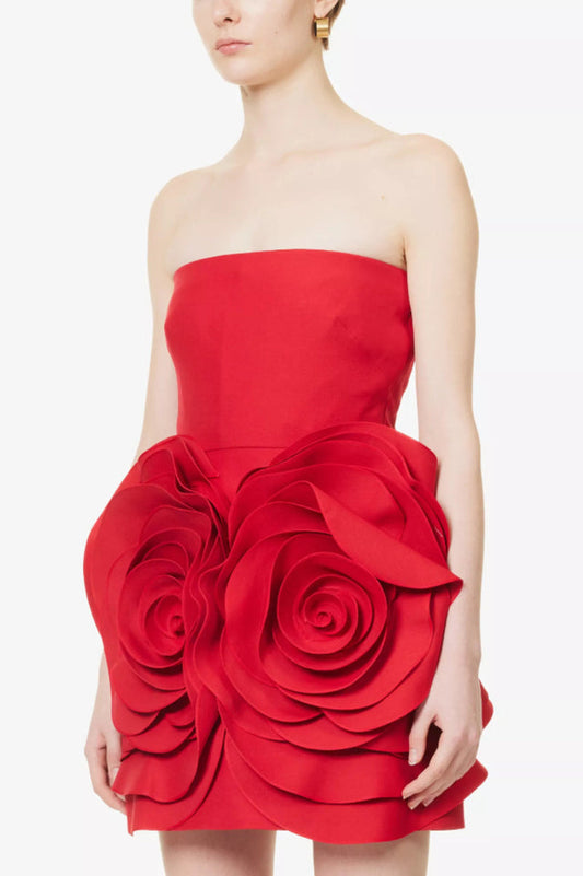 Ayat Strapless Flower Mini Dress