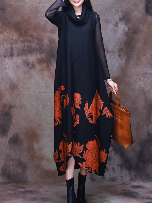 Effortlessly Stylish High Neck Printed Maxi Dress