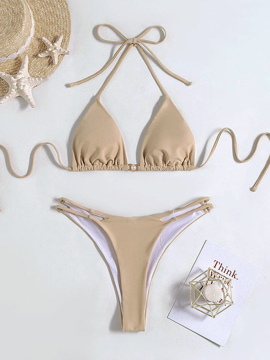 Minimalist Triangle Bikini – Satin Glow