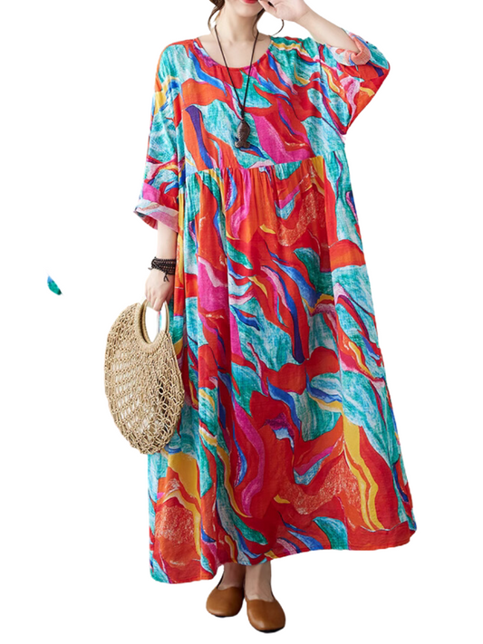 Breezy Bliss Summer Colorful Smock Dress