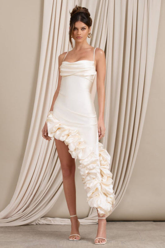 Florence Off Shoulder Asymmetric Ruffle Dress