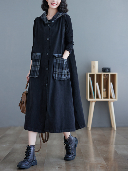 Champion Denim Plaid Hooded Dress