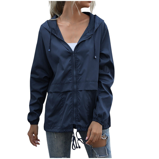 Dove Women’s Casual Hooded Zip-Up Windbreaker Jacket