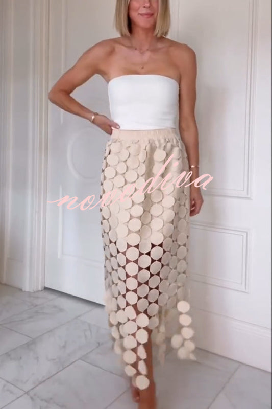 Noir Tempo Skirt – Sheer Circle Tassel Maxi