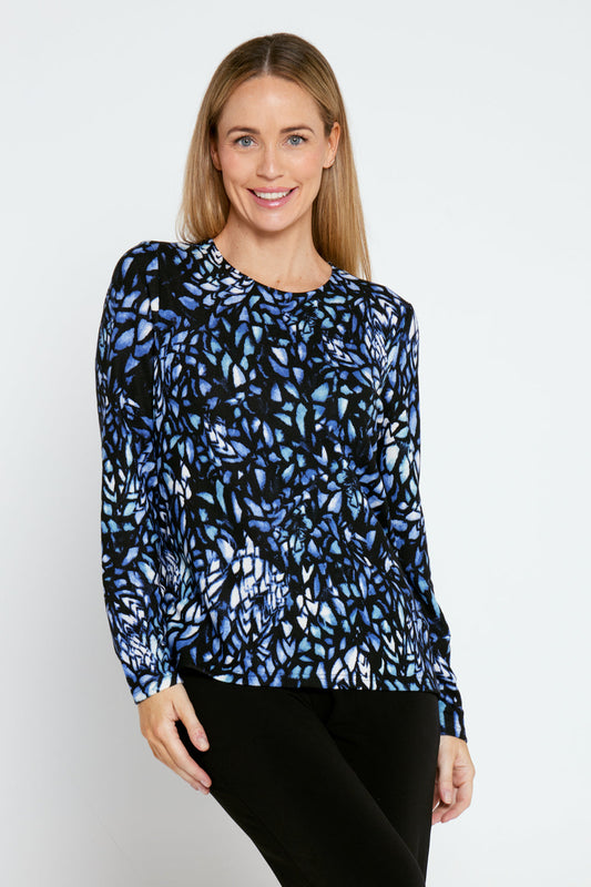 Alma Knit Top & Snood - Blue Multi Print