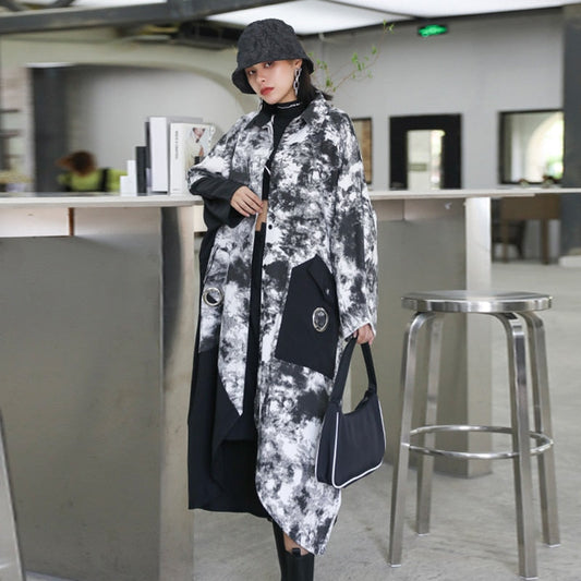 Cloudy Night Sky Trench Coat