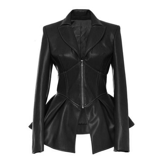 Summer'S Time High Waist Pu Leather Polished Jacket