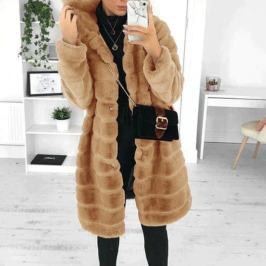 Harper Women’s Elegant Button-Down Faux Fur Coat