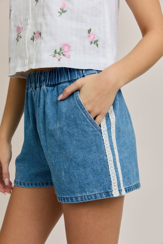 Lace Denim Shorts