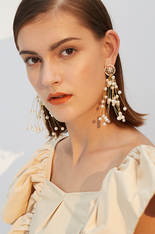 Pearl Pendant Drop Earrings