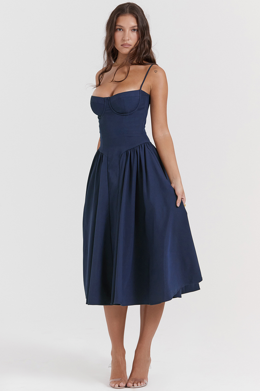 Samaria French Navy Corset Sundress