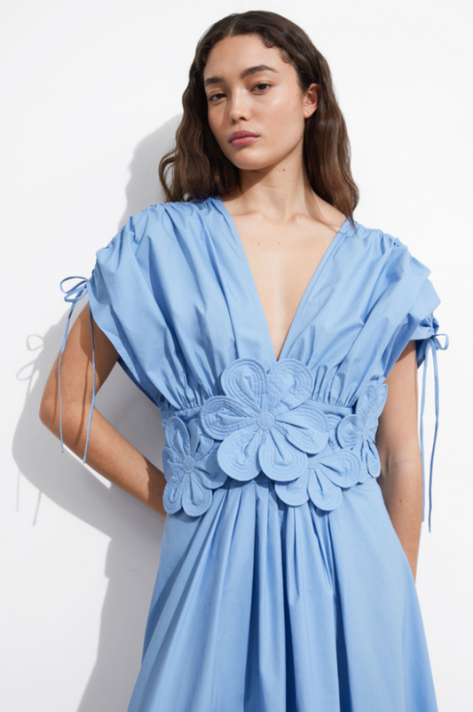 Floral Appliqué Midi Dress