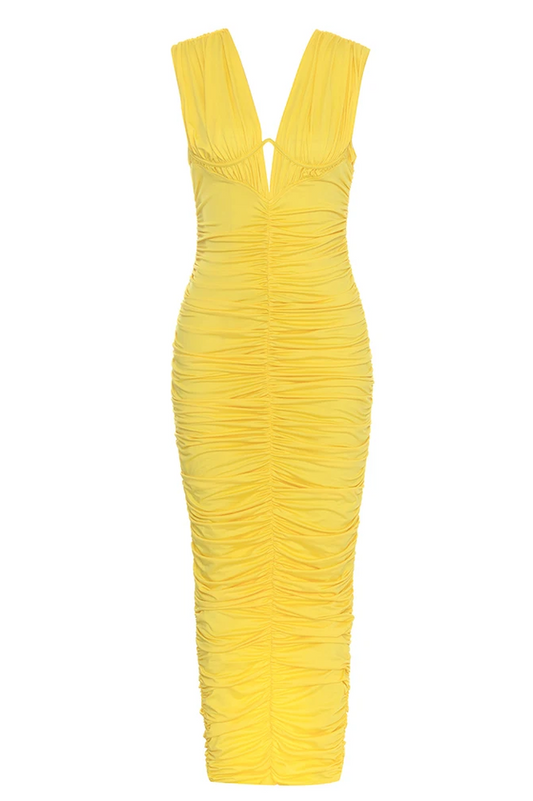 Anna Bustier Ruched Maxi Dress