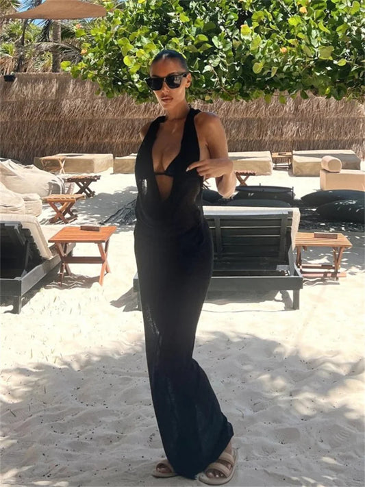 Halter Deep Beach Cover-Up