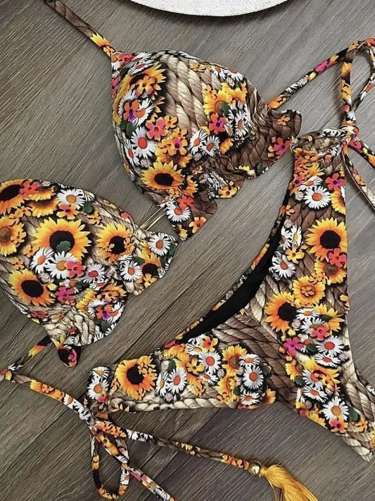 Sculpted Strappy Swimsuit – Tropical Bloom