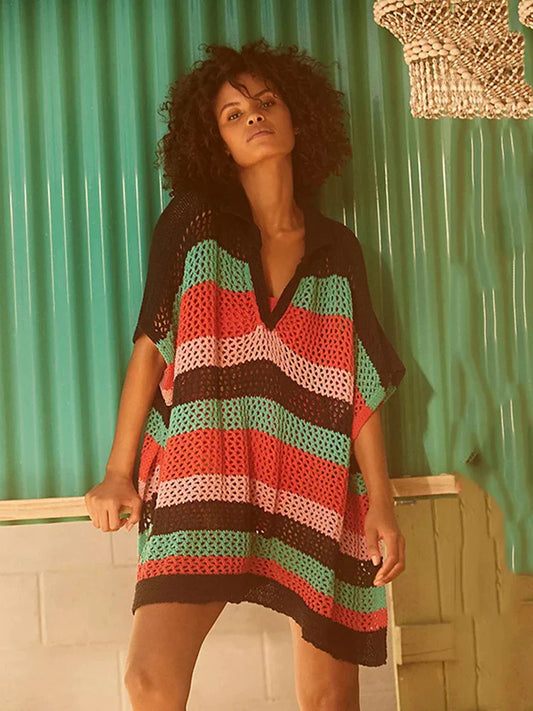 Contrast Color Beach Cover-Up