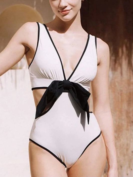 Deep V-Neck Mesh Overlay