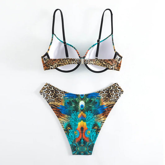 Elegant Cut-Out Bikini – Floral Dream