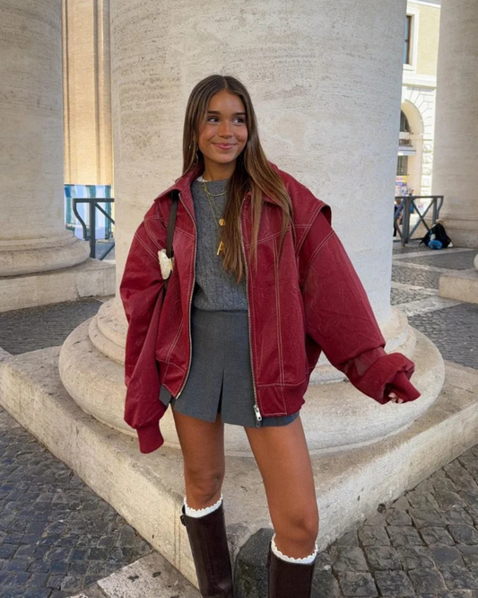 Soho Women's Jacket | Leather, Oversized, Zip Front