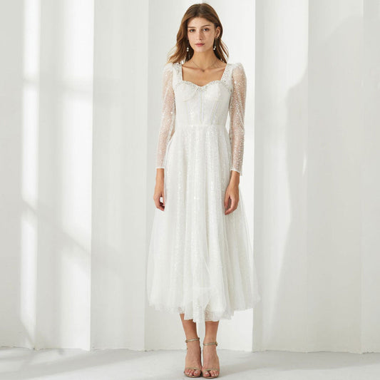 Fairy Sweetheart Neck Midi Tulle Dress