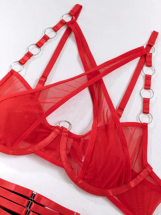 Hard To Keep - 3-Piece Velvet Lingerie Set