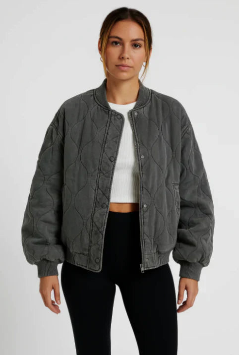 Lyric Women’s Quilted Casual Winter Bomber Jacket