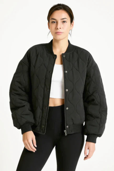 Lyric Women’s Quilted Casual Winter Bomber Jacket