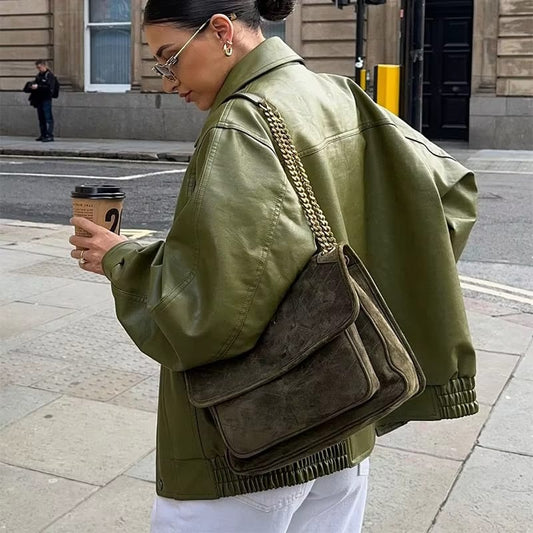 Stella Women's Jacket | Leather, Oversized, Bomber Style