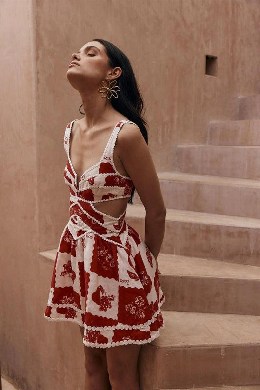 Solea Cutout Linen Mini Dress