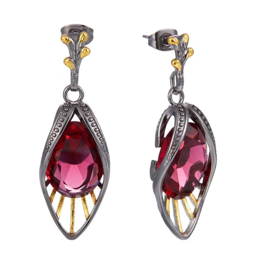 Vintage Geometric Delicate Feminine Red Woman Earrings