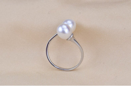 Natural Double Faced 925 Sterling Freshwater Pearl Rings