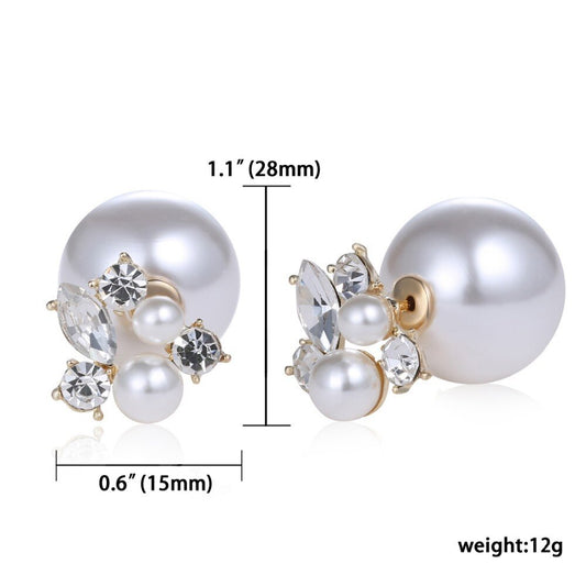 Trendy Double Sides Pearl Earring Two Ball Stud Earrings