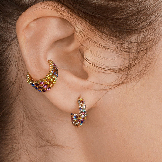 Stackable C Shaped CZ Rhinestone Small Ear cuff Clip Earrings