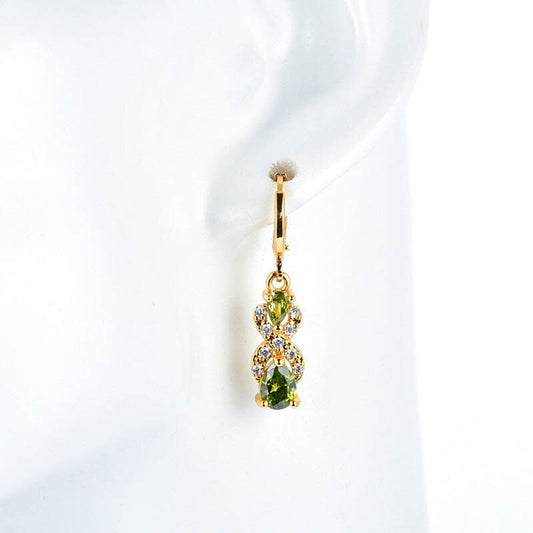 Genuine 925 Sterling with Green Peridot  Elegant Gemstone Woman Drop Earrings