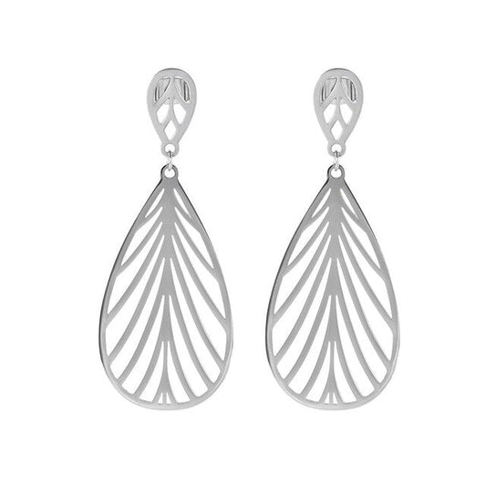 Modern Stainless Steel Big Hollow Striped Woman Earring