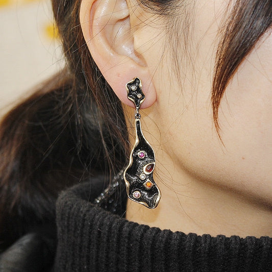 Neo Gothic Black Wine Geometric Zinc Alloy Woman Earrings