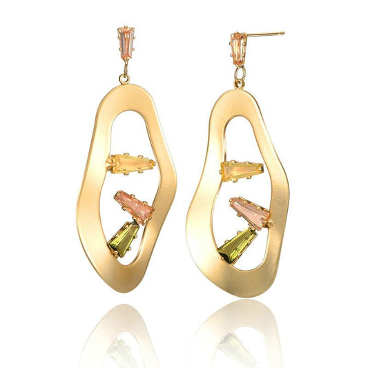 European Geometric Hollow Dangle Earrings Crystals Woman Earrings