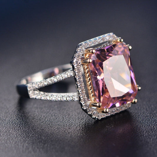 Romantic Pink Spinel Diamond with Solid 925 Silver Ring