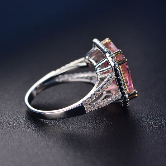 Romantic Pink Spinel Diamond with Solid 925 Silver Ring