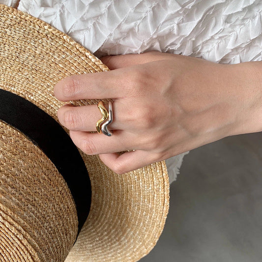 Korean Style 925 Sterling Silver Double Loop Rings