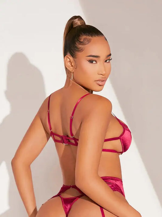 Say My Name 3-Piece Garter Lingerie Set