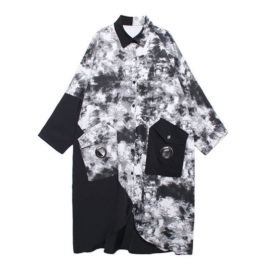 Cloudy Night Sky Trench Coat