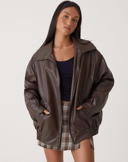 Raven Women's Jacket | Leather, Oversized, Bomber Style
